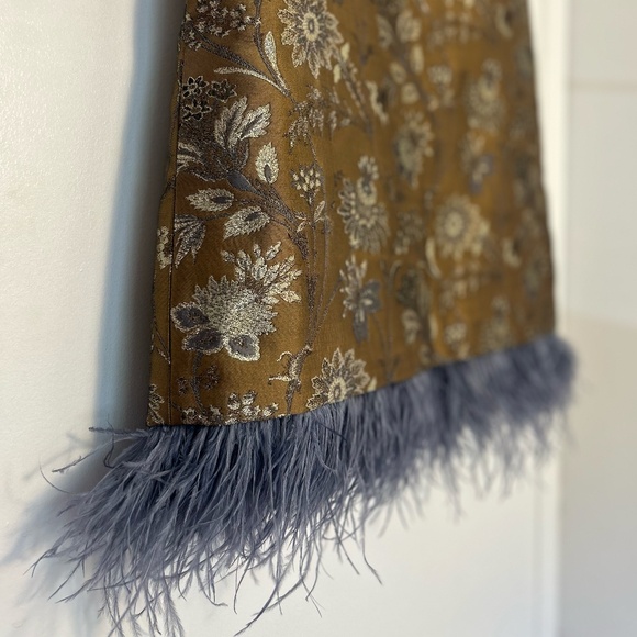 Cara Cara Tay Feather-Trimmed Jacquard Mini Dress – Jacquard Garden – Size L - Picture 4 of 15